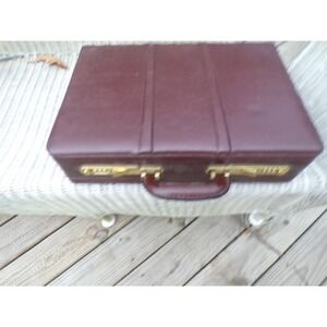 Vintage Burgundy Leather Briefcase Combination Lock Business Travel